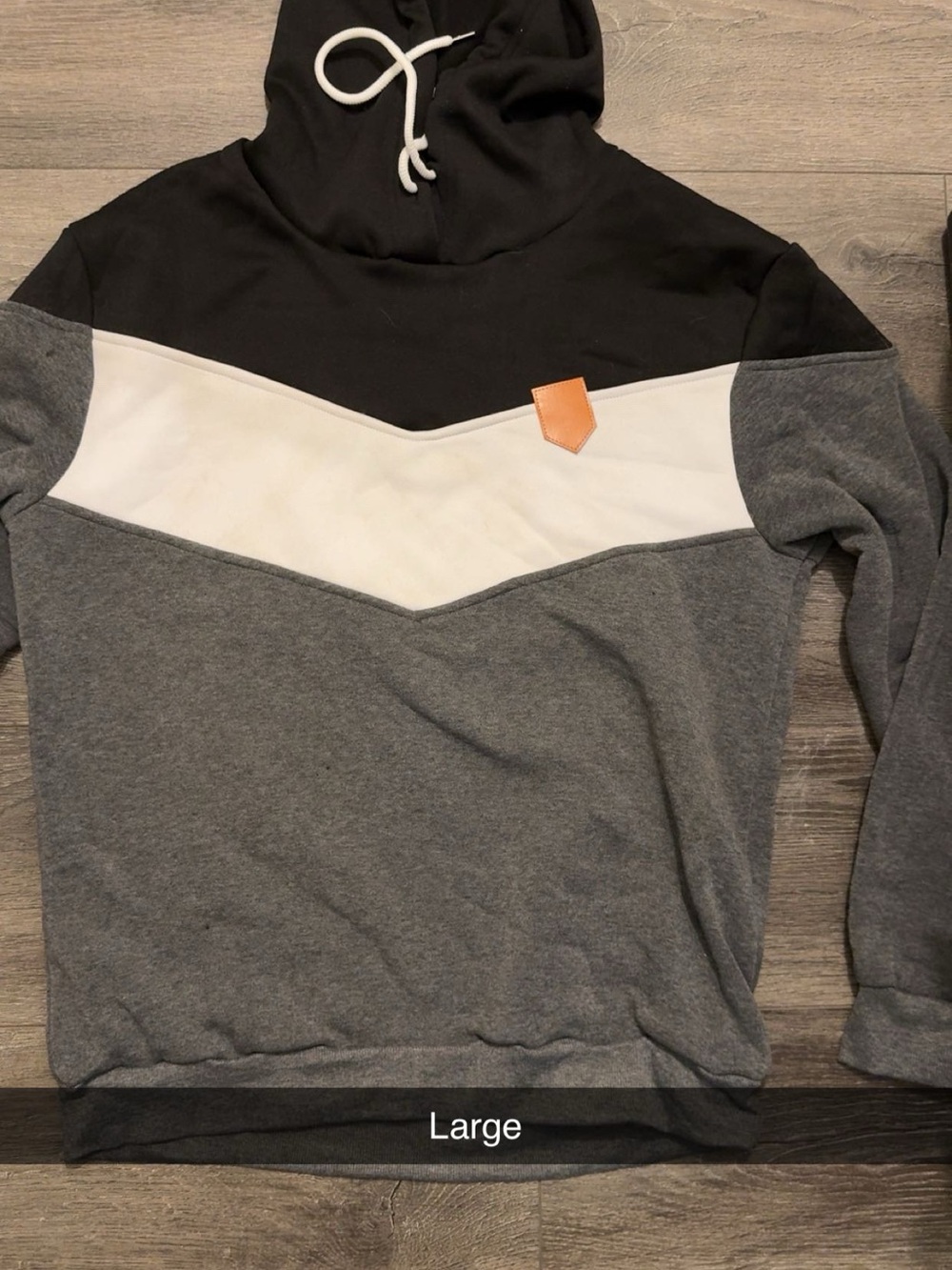 Men's Colorblock Hooded Sweatshirt - Black, White & Gray
